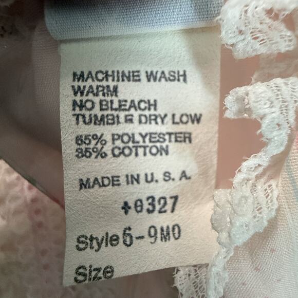 Vintage Pink Floral Lace Baby Girl Dress Size 6-9 M USA Made - Picture 8 of 8